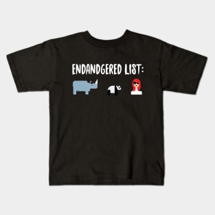 Endangered List: Rhino, Panda, Redheads Kids T-Shirt